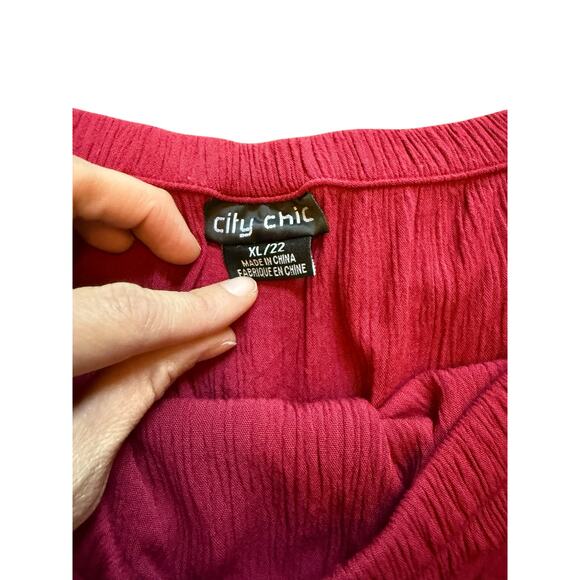 City Chic Off Shoulder Burgundy Dress - Size XL/22 - Picture 3 of 13